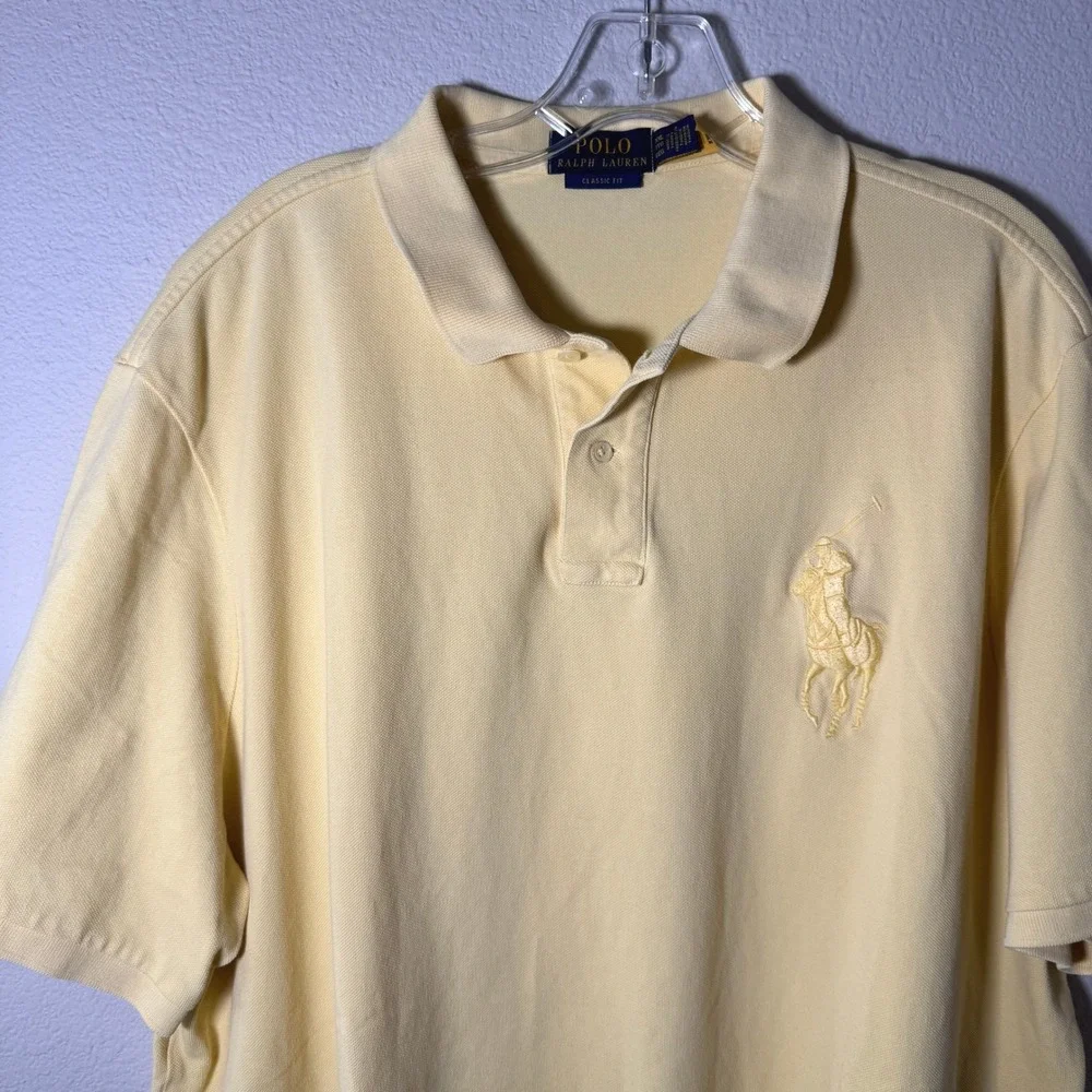 Polo Ralph‎ Lauren Men's XXL Yellow Big Pony Classic Fit Cotton Pique Polo Shirt
